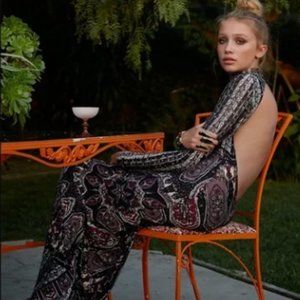 Novella Royale Blackbird backless maxi dress in black dial, size S